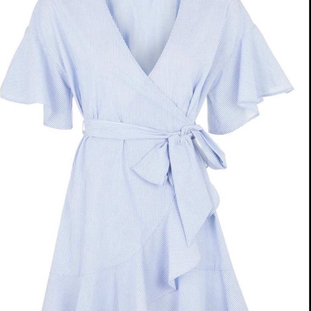 Top shop striped blue wrap dress